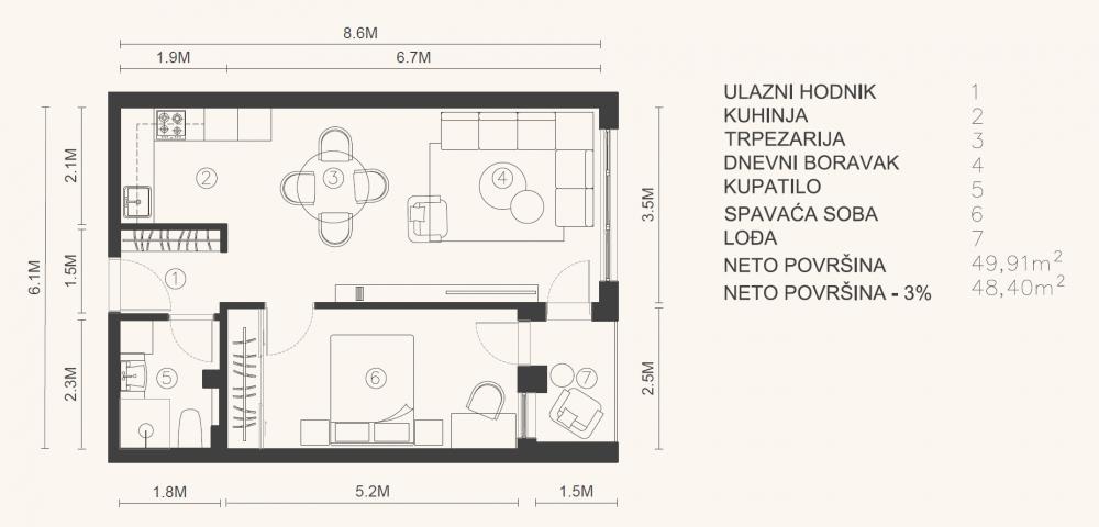 Slika 5 - Dvosoban stan u kvalitetnoj novogradnji, Palilula